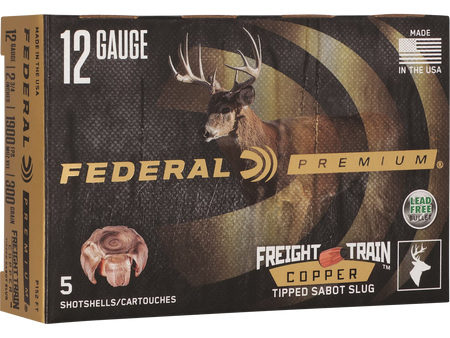 Federal 12 Gauge Shotgun Shells Freight Train Sabot Slug Slug 11/16 oz 2.75 in 1900 FPS