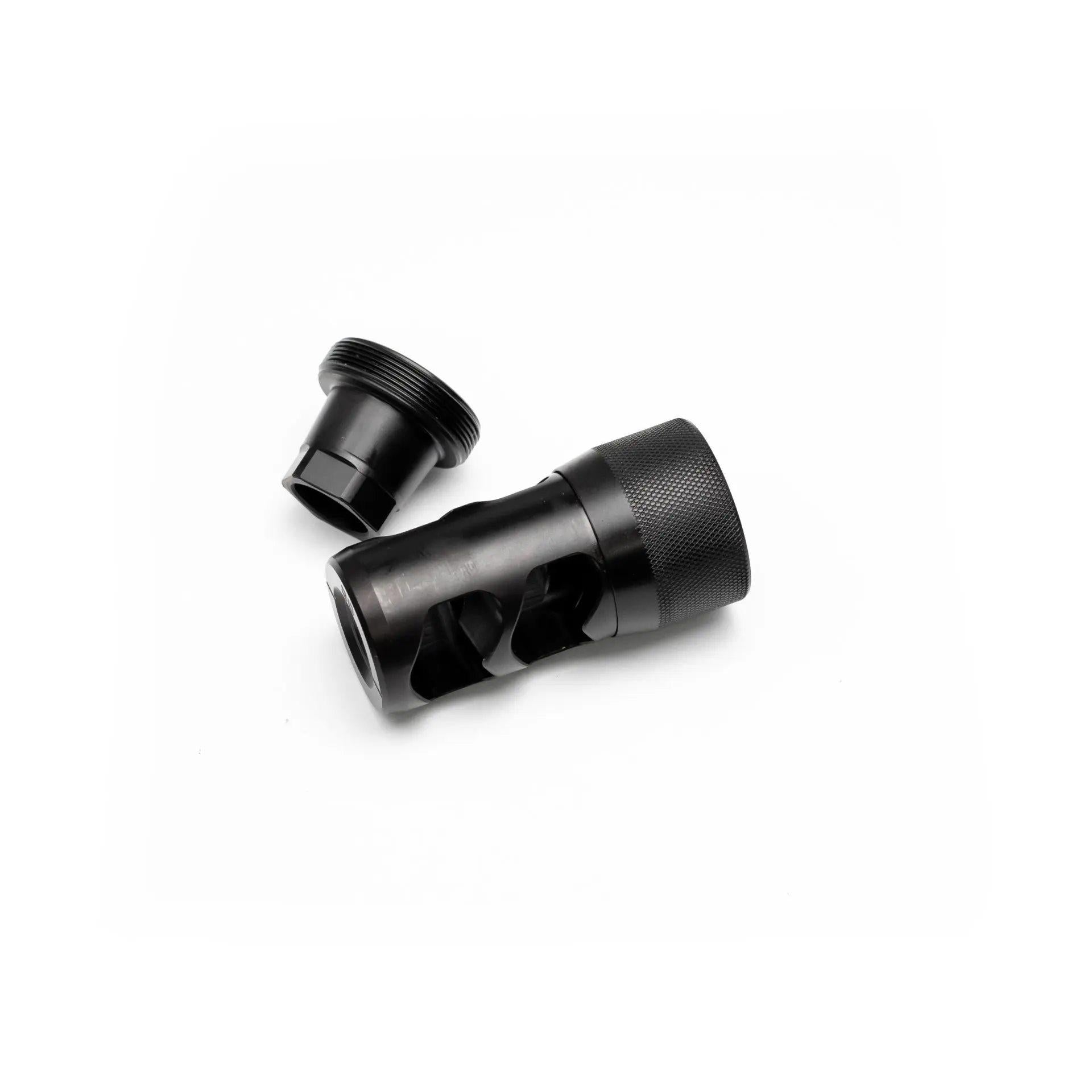 Area 419 Hellfire 2P Muzzle Brake Self Timing 9mm Thread 5/8-24 with Adapter