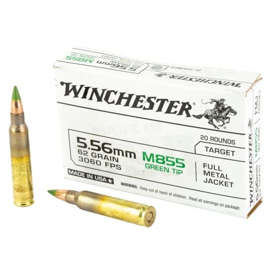 Winchester 5.56x45mm NATO WM855K M855 Green Tip Full Metal Jacket FMJ 62 Grain