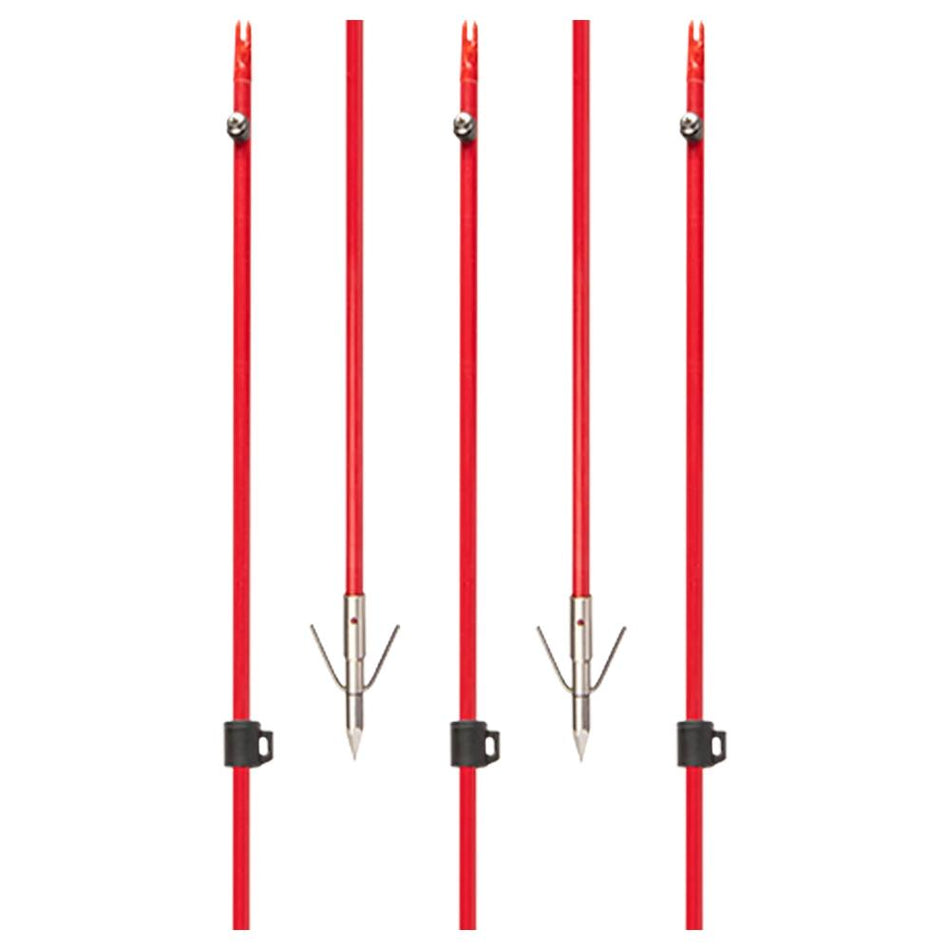 Cajun Bowfishing Red Fiberglass Arrow with Piranha Long Barb XT Reversible Point