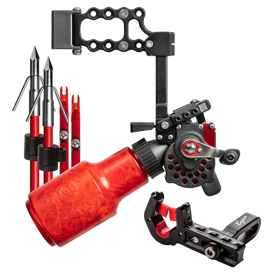 Cajun Bowfishing Winch Pro Kit RH with Arrows and Line Red