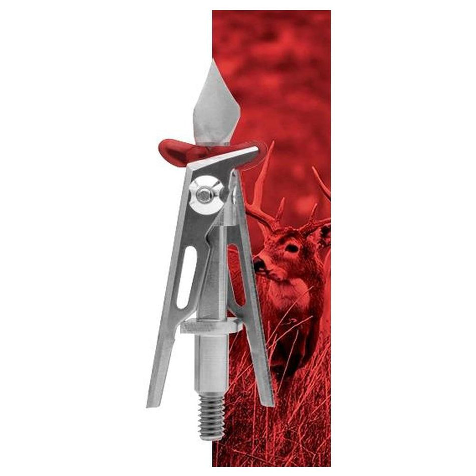SIK SK2 Expandable 2-Blade Crossbow Broadhead, 2-Inch Offset Entry, Red & Silver