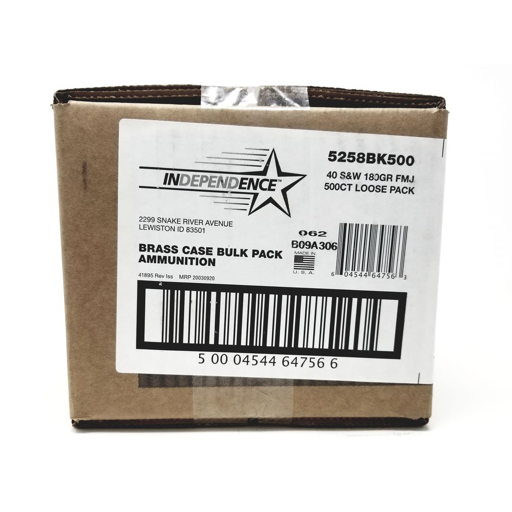 Independence .40 S&W Handgun Ammo  Full Metal Jacket FMJ 180 grain 