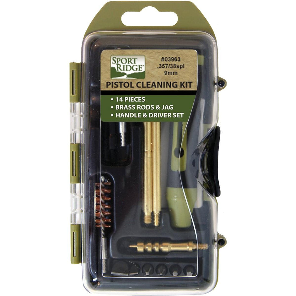 TacShield Sport Ridge Pistol Cleaning Kit 14pc .38 .357 9mm Luger Coyote Case