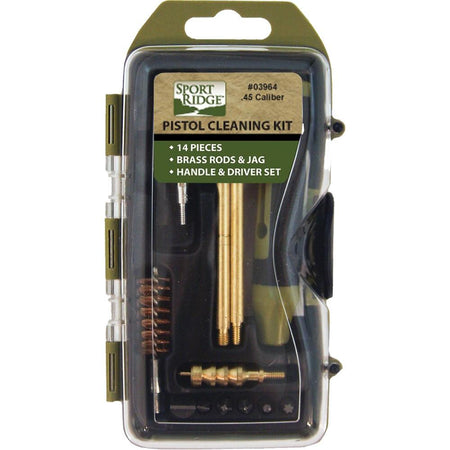 TacShield Sport Ridge Pistol Cleaning Kit 14pc Hard Case .45 Cal with Brass Rods