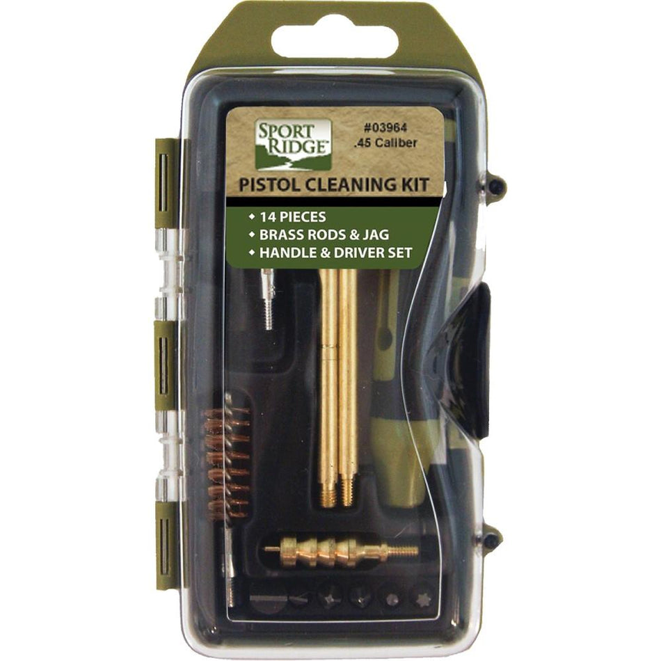 TacShield Sport Ridge Pistol Cleaning Kit 14pc Hard Case .45 Cal with Brass Rods