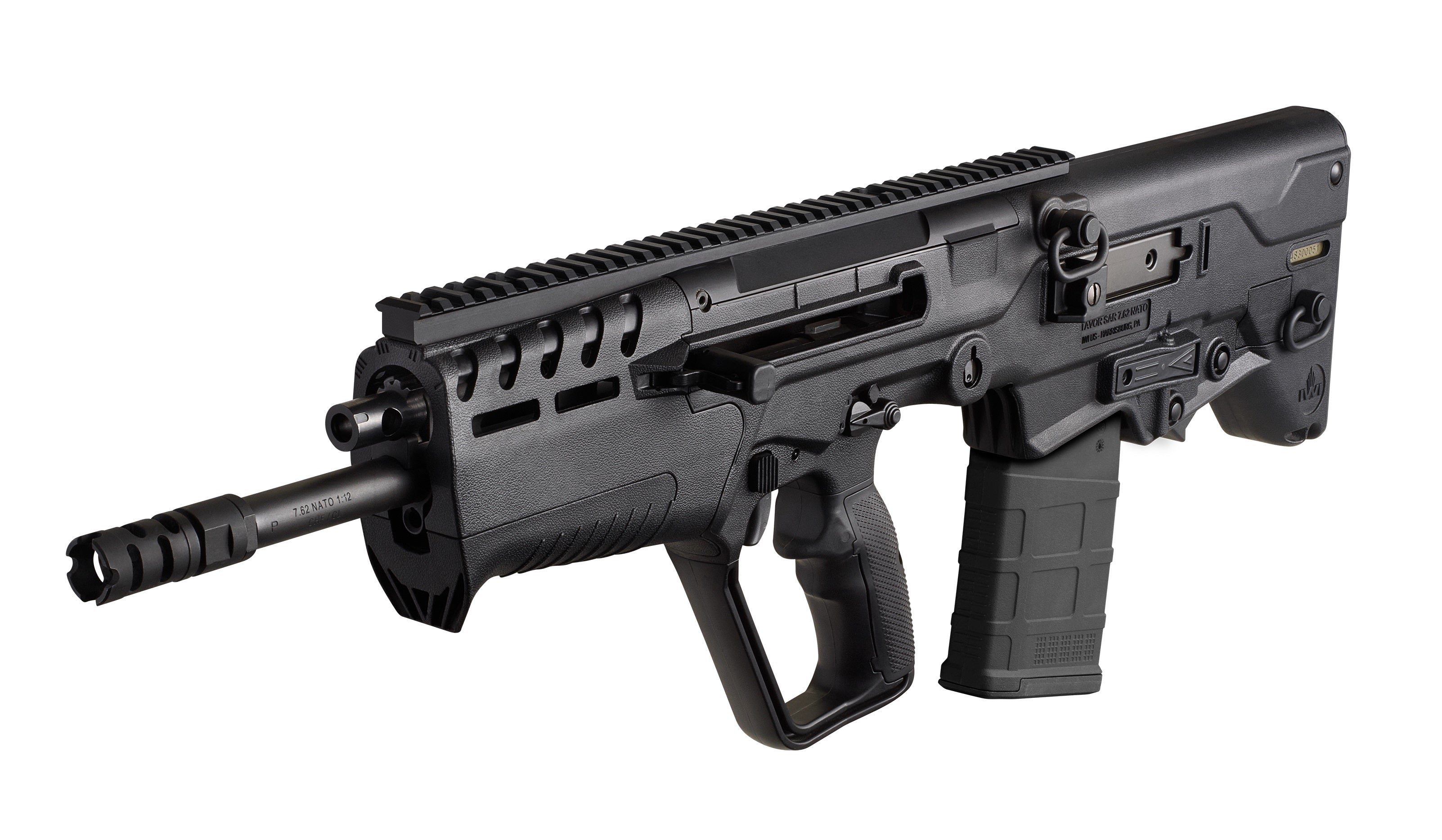 IWI US T7B16 Tavor 7 7.62x51mm NATO Caliber with 16.50" Barrel, 20+1 Capacity, Black Metal Finish, Black Fixed Bullpup Stock & Black Polymer Grip Right Hand