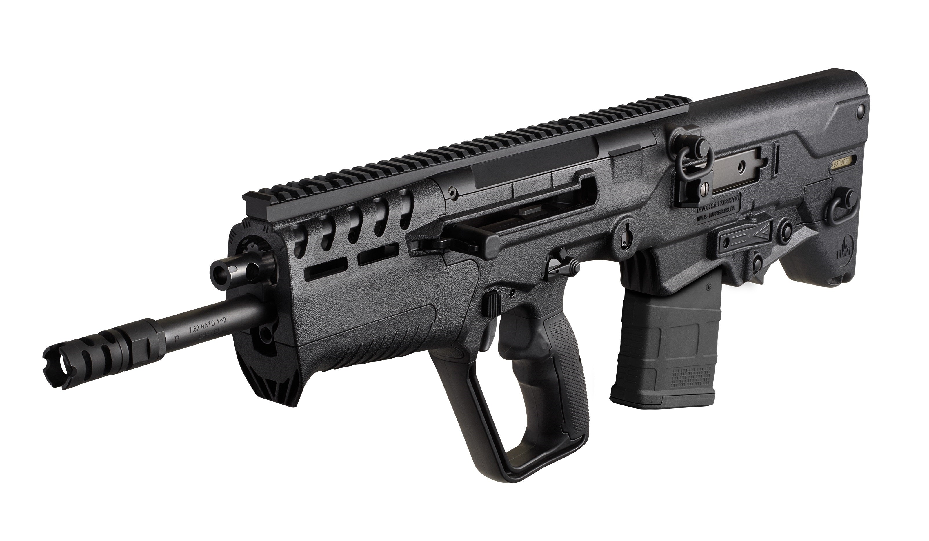 IWI US T7B1610 Tavor 7 7.62x51mm NATO Caliber with 16.50" Barrel, 10+1 Capacity, Black Metal Finish, Black Fixed Bullpup Stock & Black Polymer Grip Right Hand