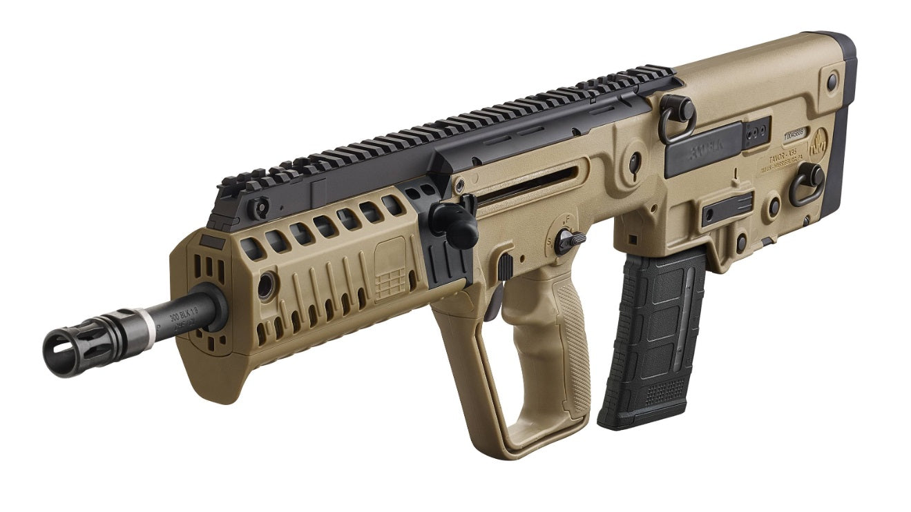 TAVOR X95 300BLK FDE 16.5 30+1 FLATTOP/BULL PUP/BUIS W/TRITM
