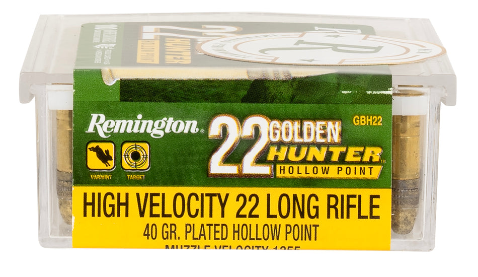 Remington .22 Long Rifle R21251 Golden Hunter Plated Hollow Point 40 Grain