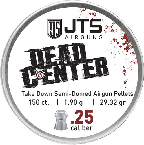 JTS Dead Center .25 Caliber Semi-Domed Airgun Pellets 29.32 Grain 150ct