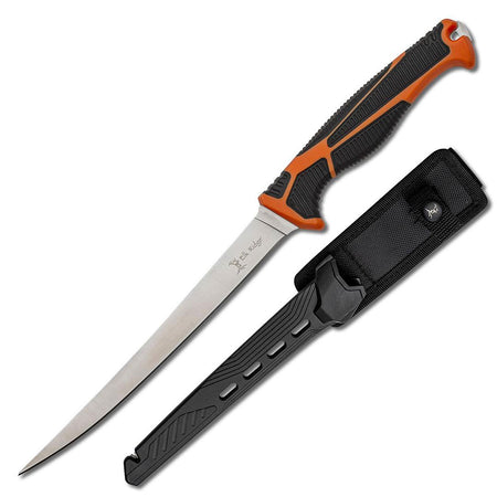 Master Cutlery Elk Ridge Trek 7" Fillet Fixed Blade Knife Orange and Black Handle