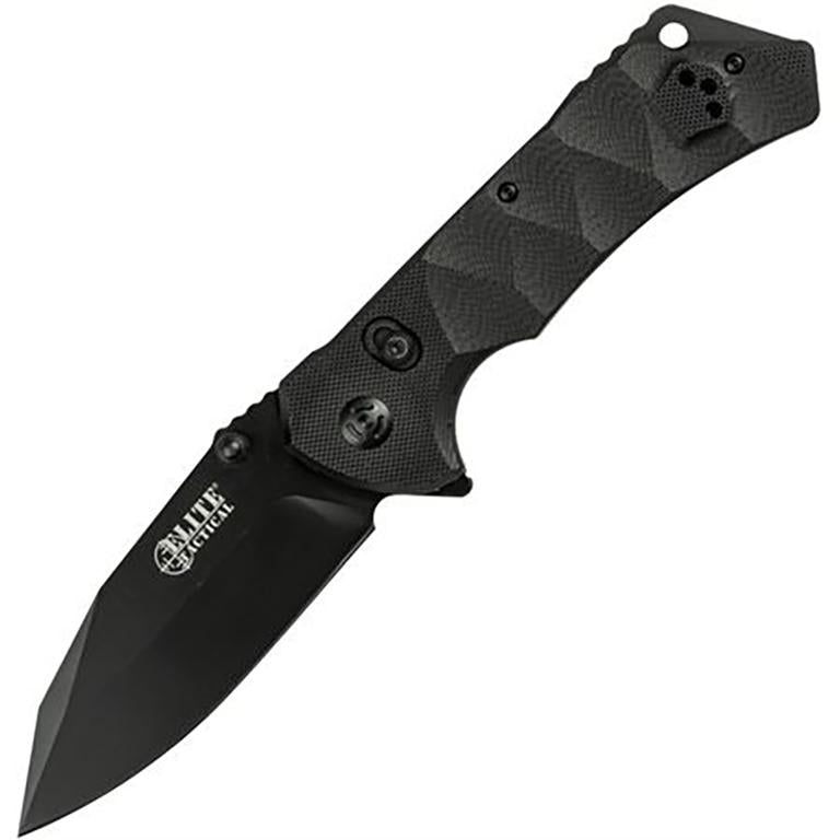 Master Cutlery Elite Tactical Parallax Folding Knife 3 1/2" Titanium Coated Black