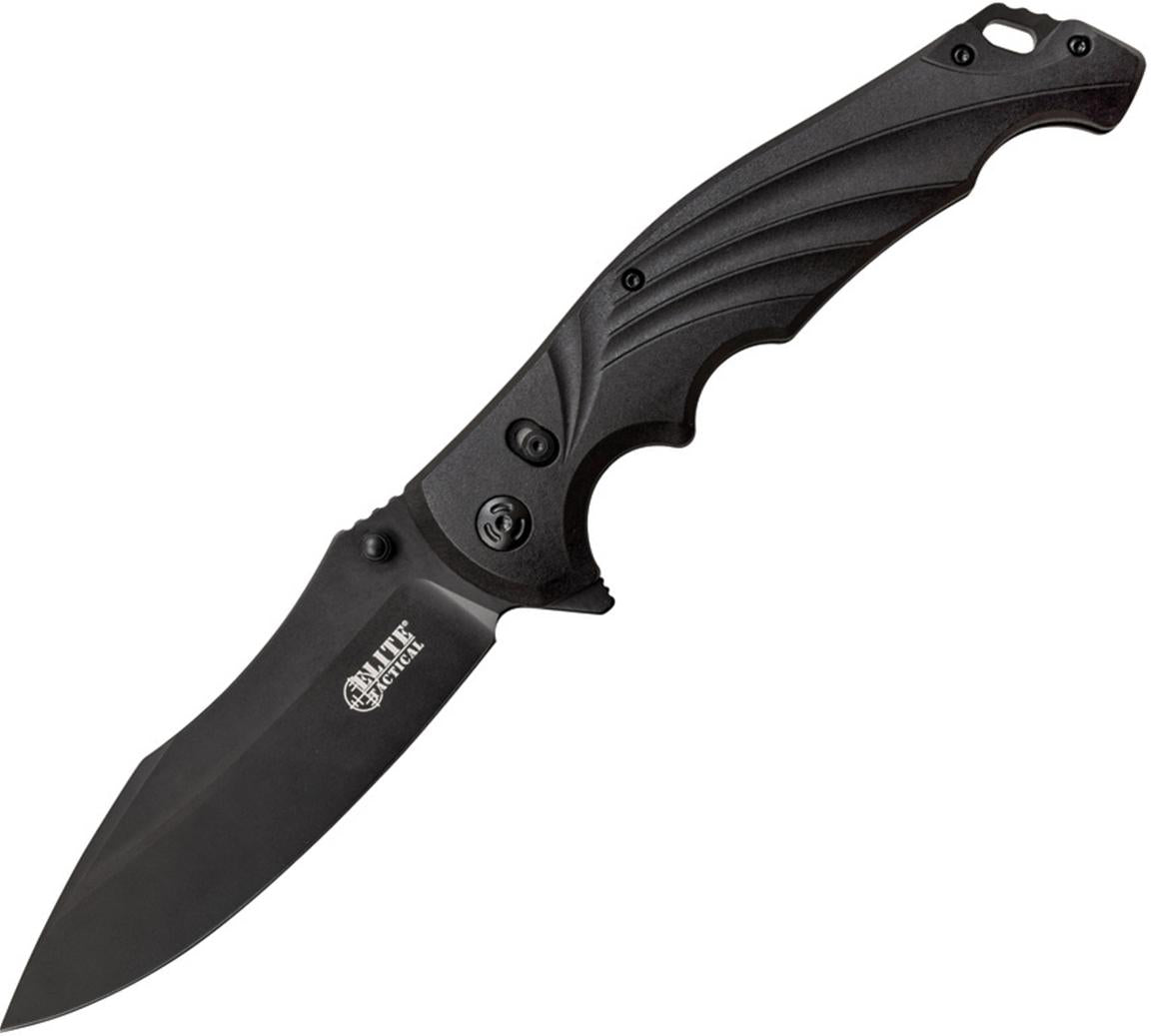 Elite Tactical Conqueror Folding Knife Black Titanium Coated