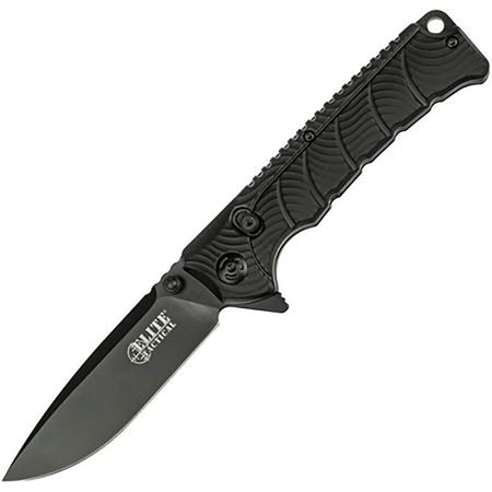 Elite Tactical Backdraft Folding Knife Drop Point 3 1/2" Black Blade