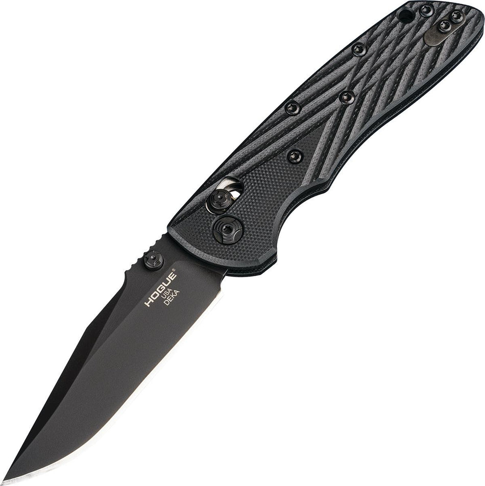 Hogue Deka ABLE Lock Folding Knife 3.25" Clip Point - Black Finish, Solid Black G10