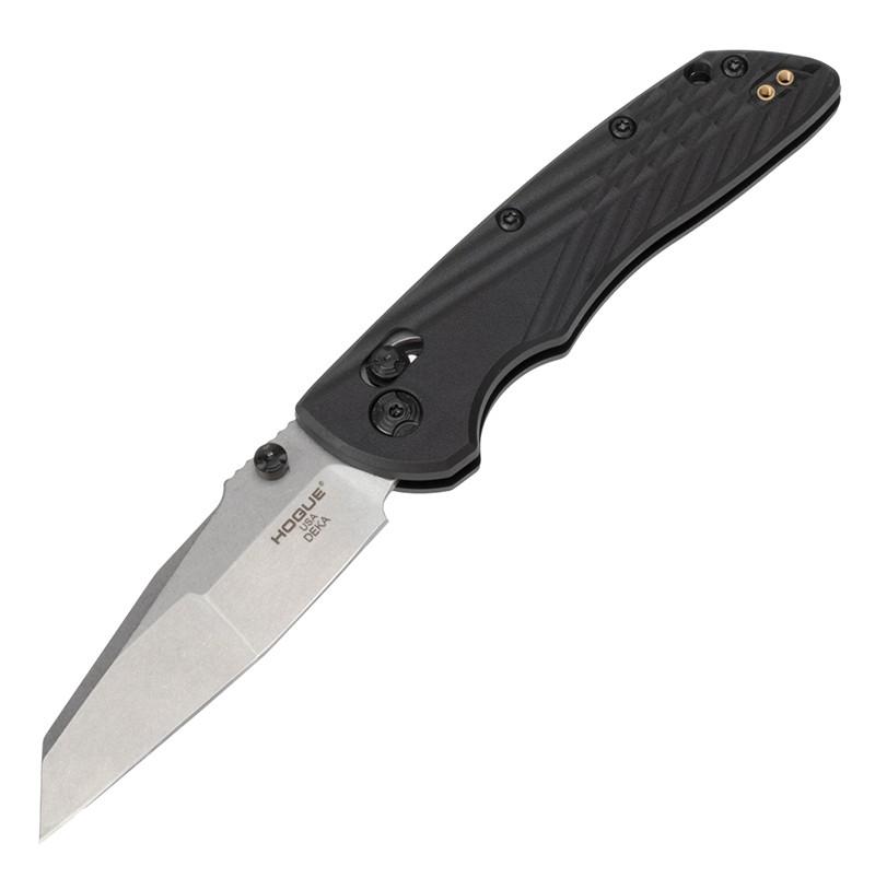 Hogue Deka Folding Knife 3 1/4" Wharncliffe CPM MagnaCut Black Silver
