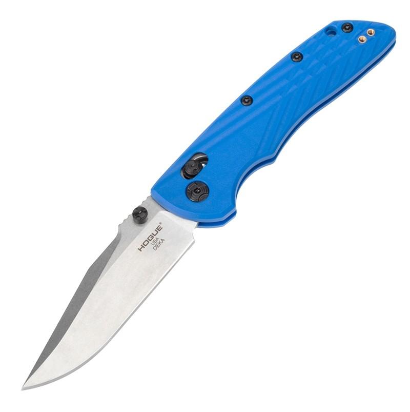 Hogue Deka Folding Knife 3 1/4" Clip Point CPM MagnaCut Blue Silver