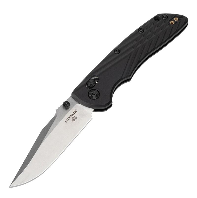 Hogue Deka Folding Knife 3 1/4" Clip Point Black CPM MagnaCut Thumb Studs