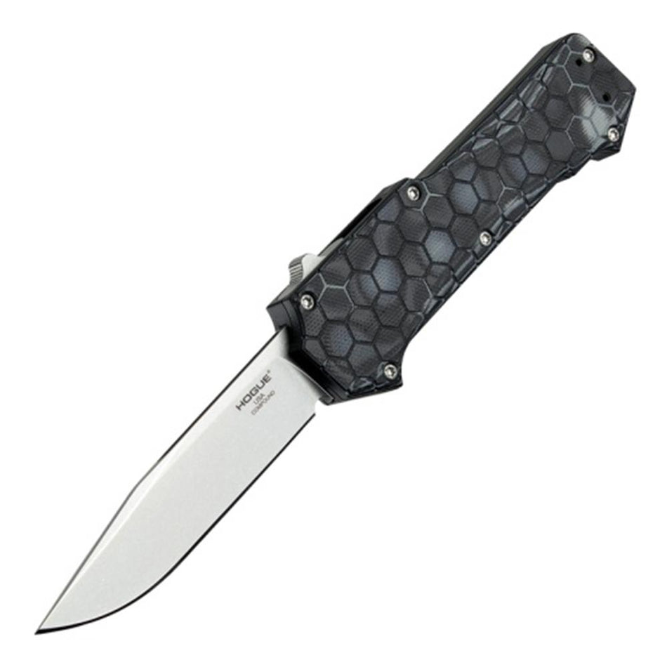 Hogue Compound Out-The-Front Auto Knife 3-1/2" Clip Point Blade G-Mascus Black