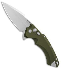 Hogue X5 Flipper Folding Knife 4.0" Spear Point Tumbled OD Green Aluminum