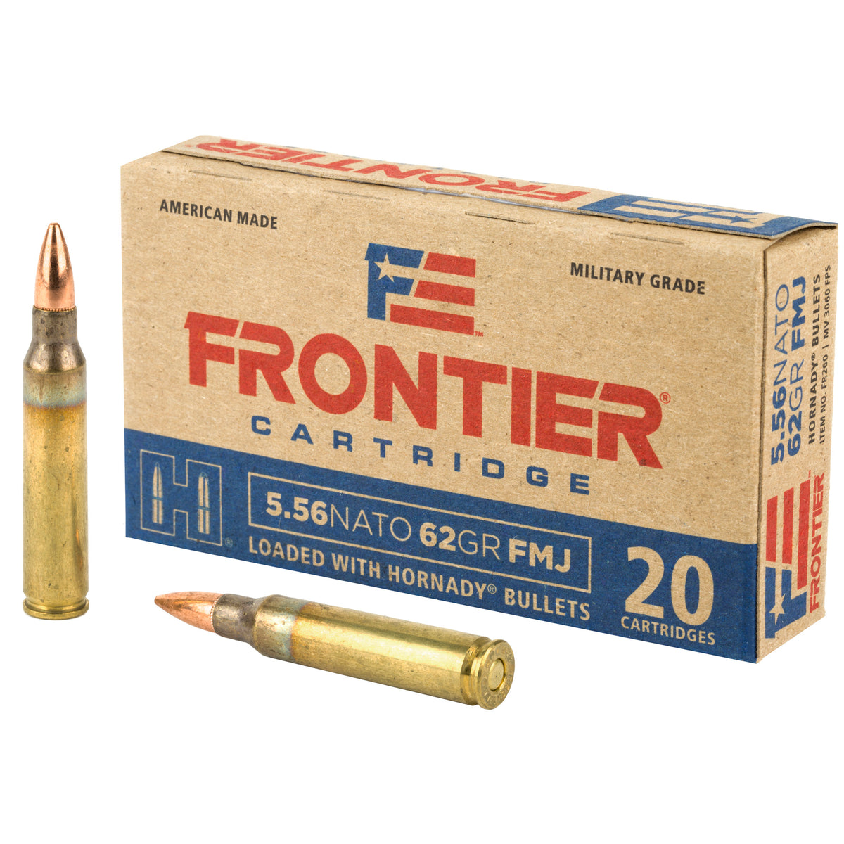 Frontier Cartridge 5.56x45mm NATO FR260 Lake City Military Grade Full Metal Jacket FMJ 62 Grain