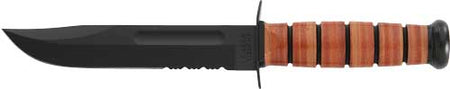 KA-BAR US Army Fighting/Utility Knife 7" Serrated Blade with Leather Sheath