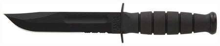 KA-BAR Short Black Serrated Knife 5.25" Blade w/ MOLLE Compatible Sheath