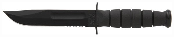 KA-BAR Short Black Serrated Knife 5.25" Blade w/ MOLLE Compatible Sheath