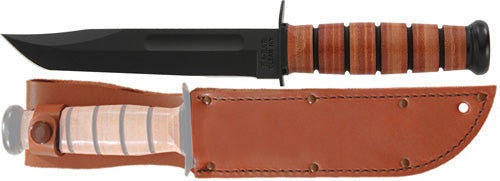 KA-BAR Single Mark 7" 1095 Cro-Van Fixed Blade Knife - Leather Handle
