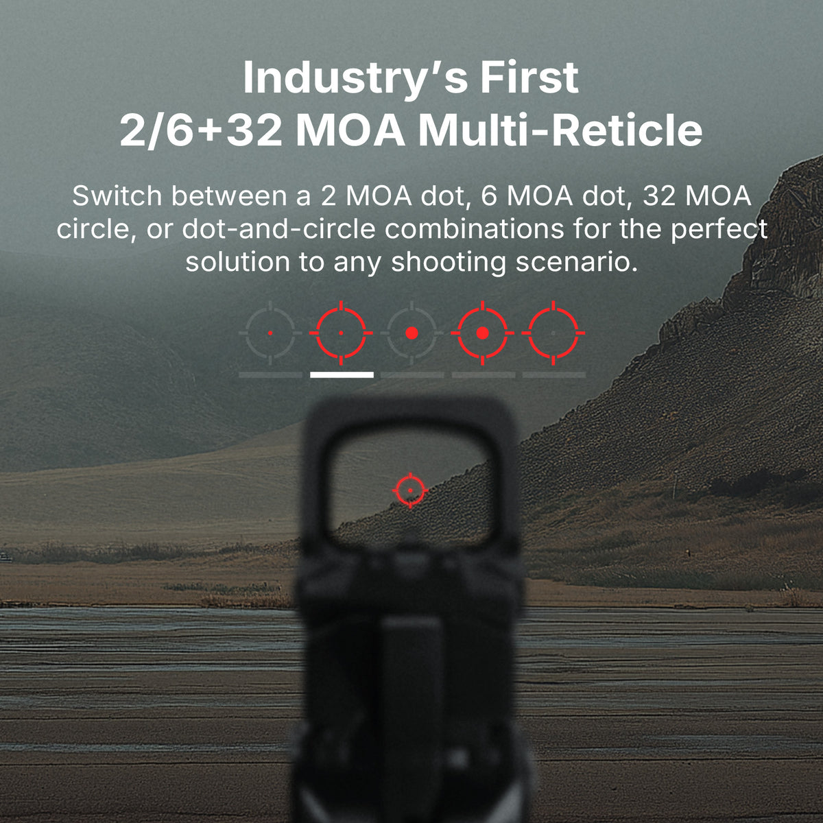 Osight XR Enclosed Red Dot Sight RMR Footprint 2/6+32 MOA Multi-Reticle System