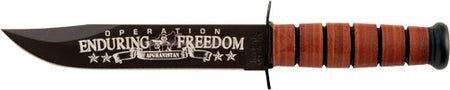 KA-BAR USMC OEF Afghanistan 7" Knife with Leather Sheath