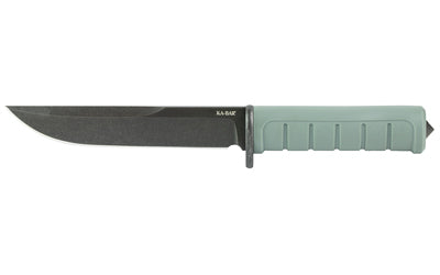 KA-BAR Knives Dust I 6100, 6.125" D2 Clip Point Blade, 11" Overall, Matte Black, Green Glass Filled Nylon Handle, Includes Sheath