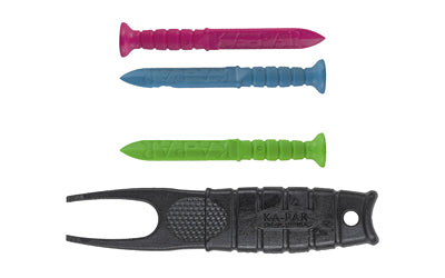 KA-BAR Knives KA-PAR 9936 Golf Tool, 36 GFN Golf Tees and Divot Tool, Multi-Color Tees, Black Divot Tool