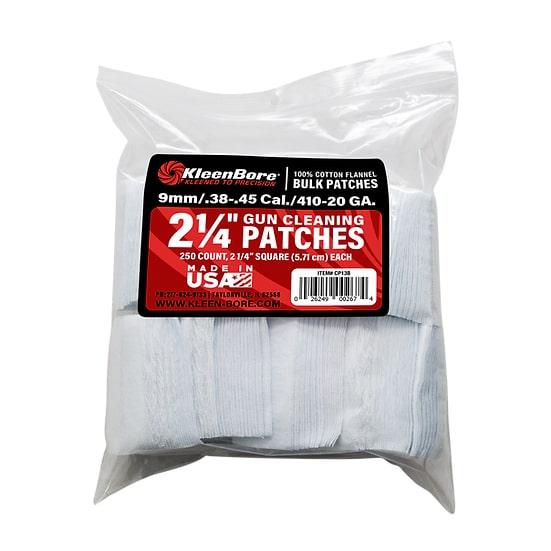 KleenBore Cotton Flannel Cleaning Patches 2-1/4" .38/.45 Cal .410-20 Gauge 250pk