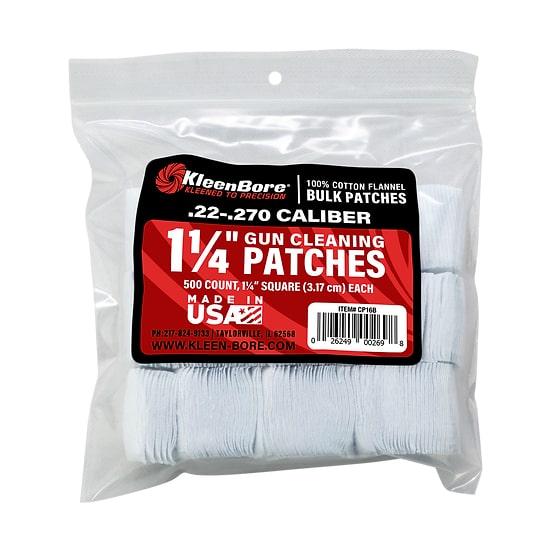 KleenBore 1.25" Cotton Flannel Bore Cleaning Patches .22-.270 Cal - 500/ct