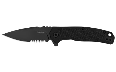 Kershaw Conduit Tactical EDC Folder, 2.9" Partially Serrated 8Cr13MoV Blade, Black Oxide Finish, Liner Lock 1407ST