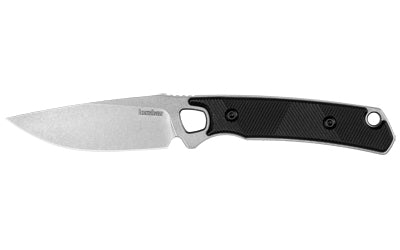 Kershaw Steppe Full-Tang Fixed Blade, 3.5" D2 Stone Washed Steel, Rubber-Textured Handle, Includes Sheath 2048