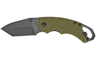 Kershaw 8750TOLBW Shuffle II Multi-Function Folding Knife, 2.6" 8Cr13MoV Tanto Blade, Olive Handle, BlackWash