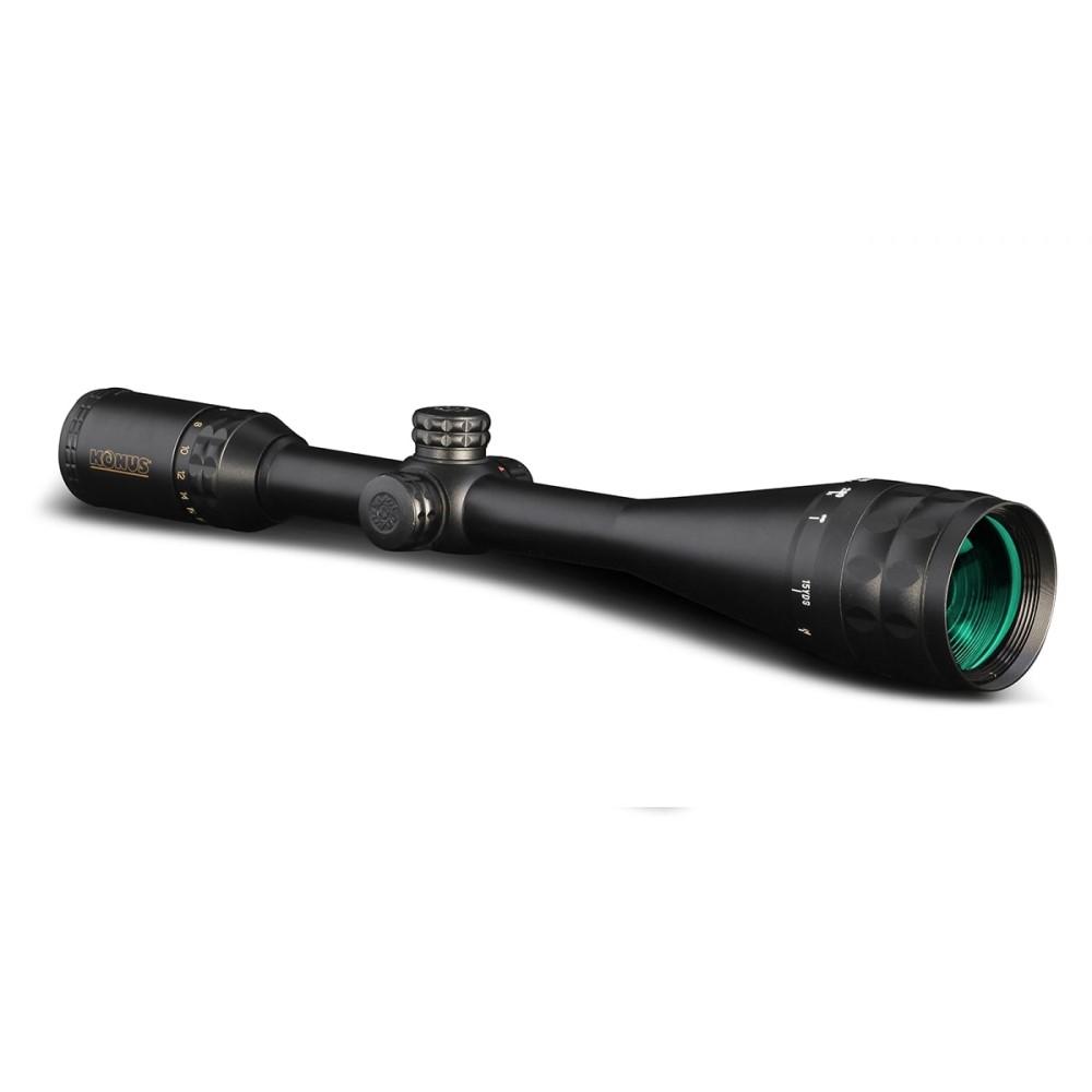 KonusPro Plus 6-24x50 Dual Illum Blue/Red Fine Crosshair Engraved Reticle Rifle Scope Black