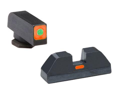 Glock Gen 1-4 Replacement Rear Sight Green Tritium with Orange Square Non-Tritium Outline