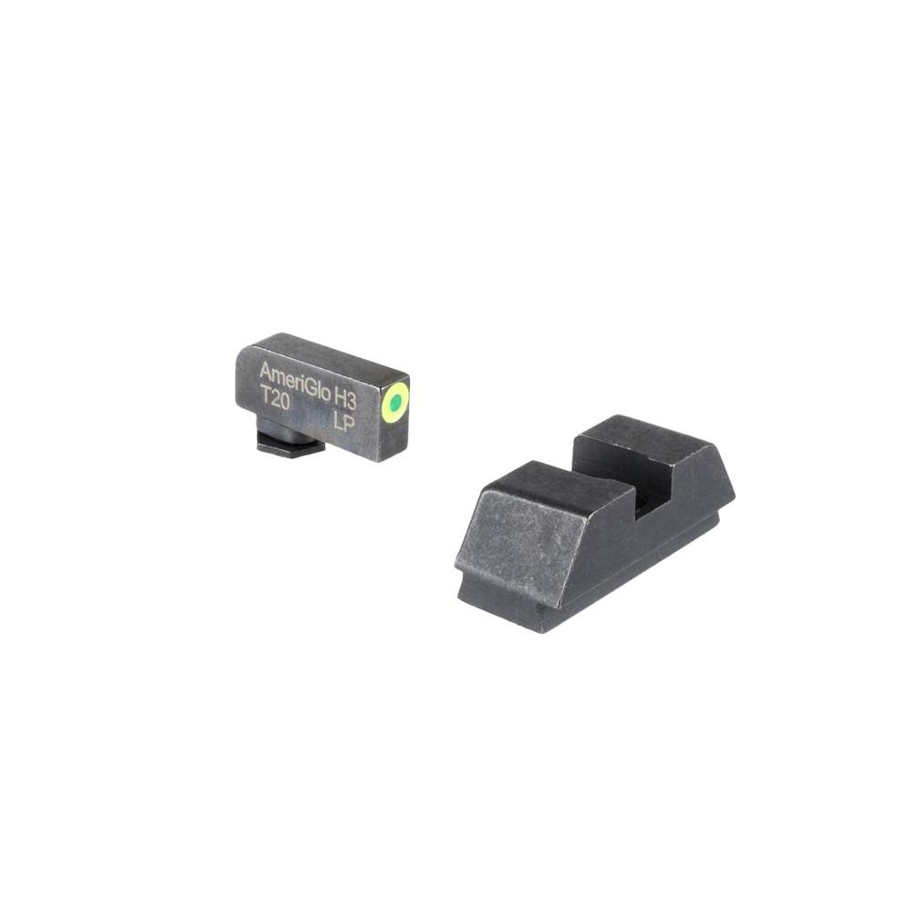 Ameriglo Optic Compatible Tritium Glock Sight Set .295 1L Tall Rear Green Lumigreen Front .220