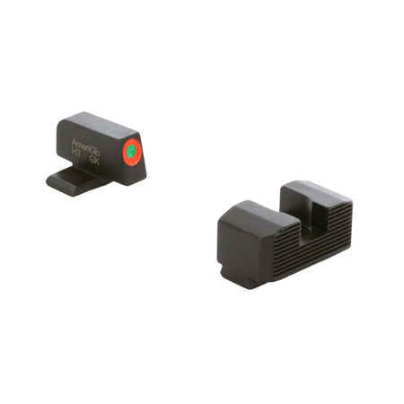 Ameriglo Green Tritium Front Orange Outline with Black Serrated Rear Sights for Springfield Hellcat OSP
