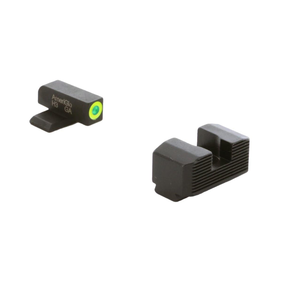 Ameriglo Hellcat Standard Tritium Front LumiGreen Outline Black Serrated Rear Sight Set