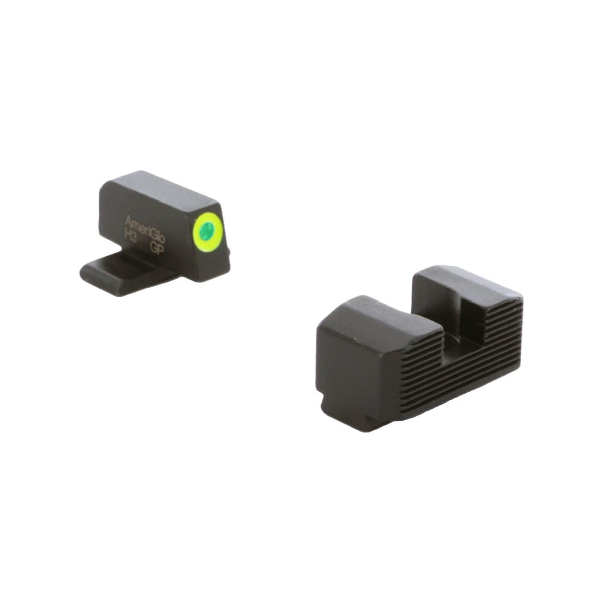 Ameriglo Green Tritium LumiGreen Outline Front Black Serrated Rear Sight Set Springfield Hellcat OSP