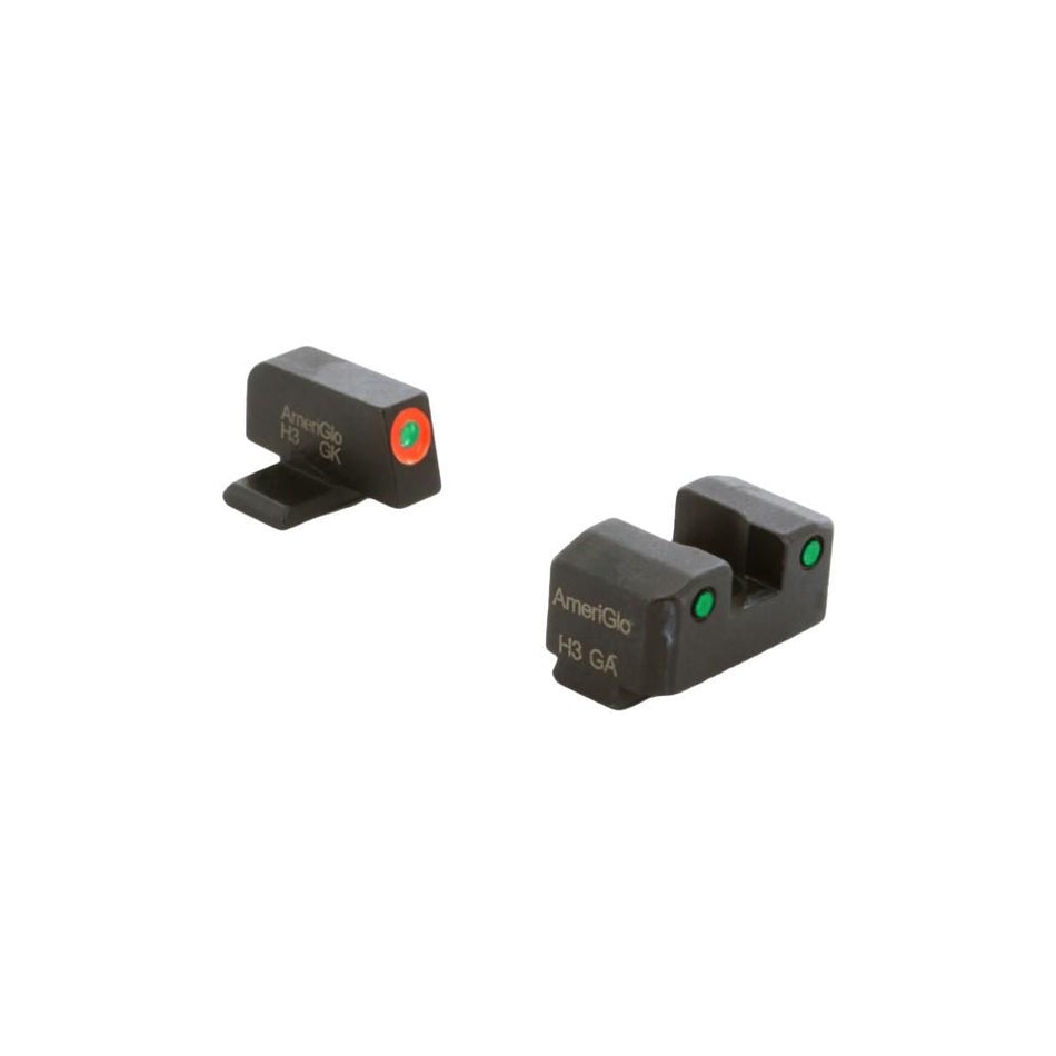 Ameriglo Trooper 3-Dot Tritium Sight Set Sig Sauer #6 Front #8 Rear Green with Orange ProGlo