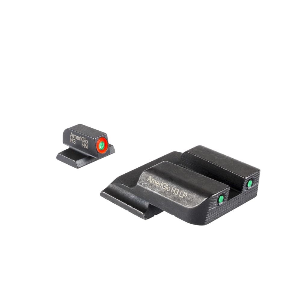 Ameriglo Trooper Three-Dot Tritium Sight Set S&W M&P Shield Green with Orange ProGlo Front