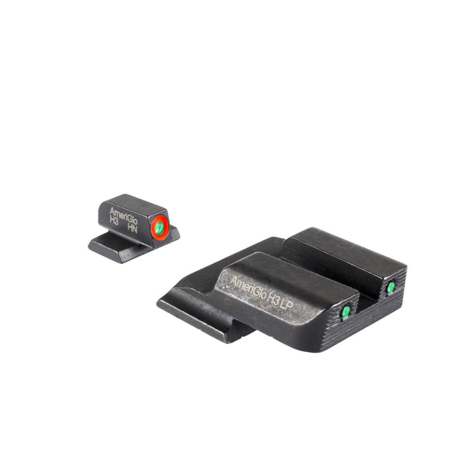 Ameriglo Trooper Three-Dot Tritium Sight Set S&W M&P Shield Green with Orange ProGlo Front
