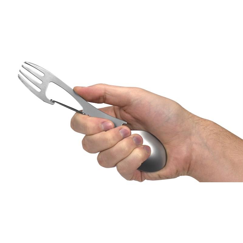Kershaw Ration XL Multi-Function Eating Utensil Stainless Steel 7.3" with Carabiner Clip