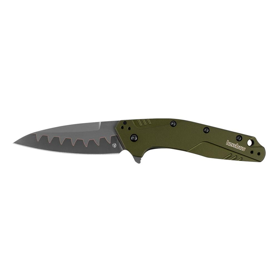 Kershaw Dividend 3" Drop Point Assisted Folding Knife Olive Handle